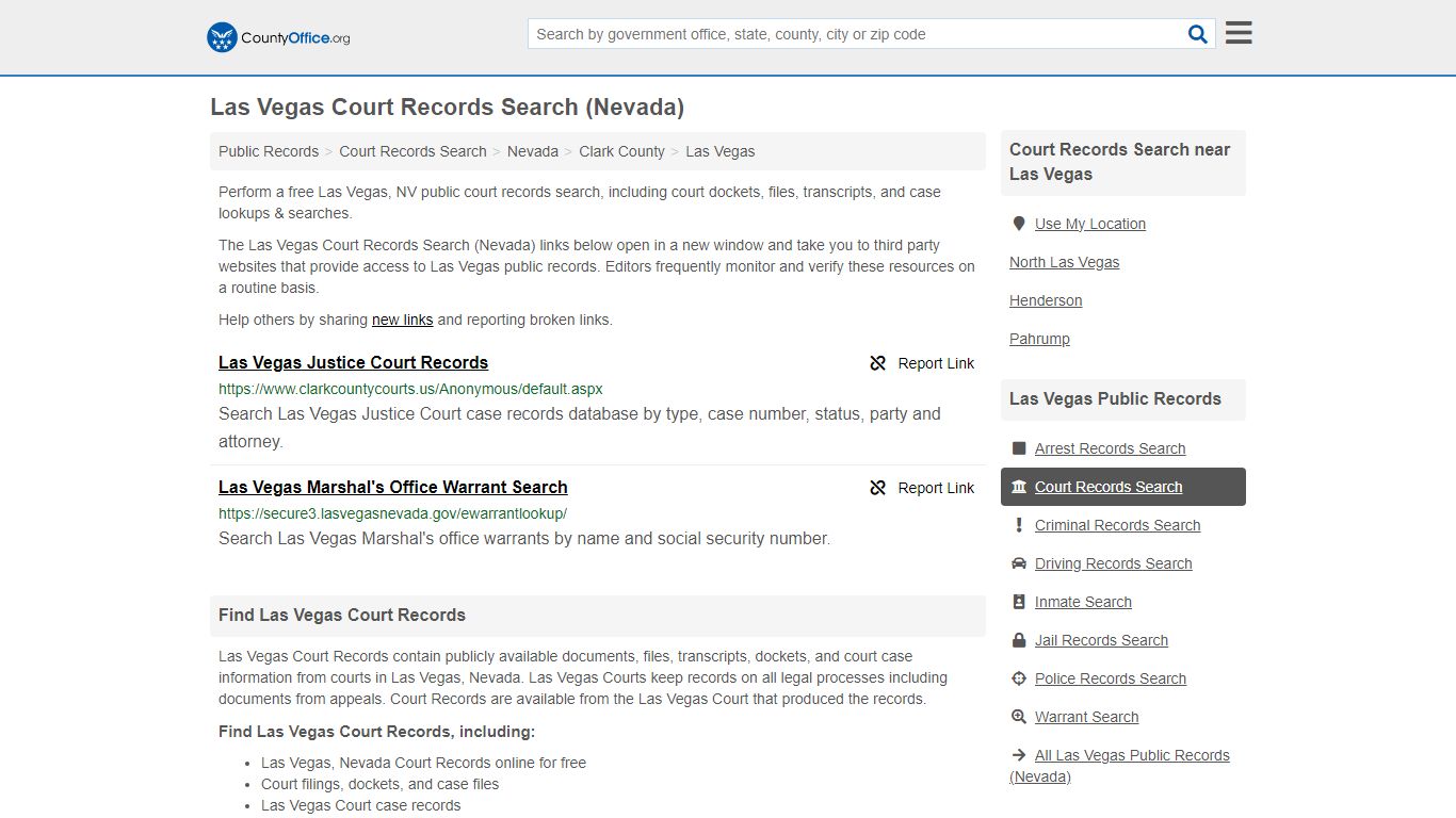Las Vegas Court Records Search (Nevada) - County Office