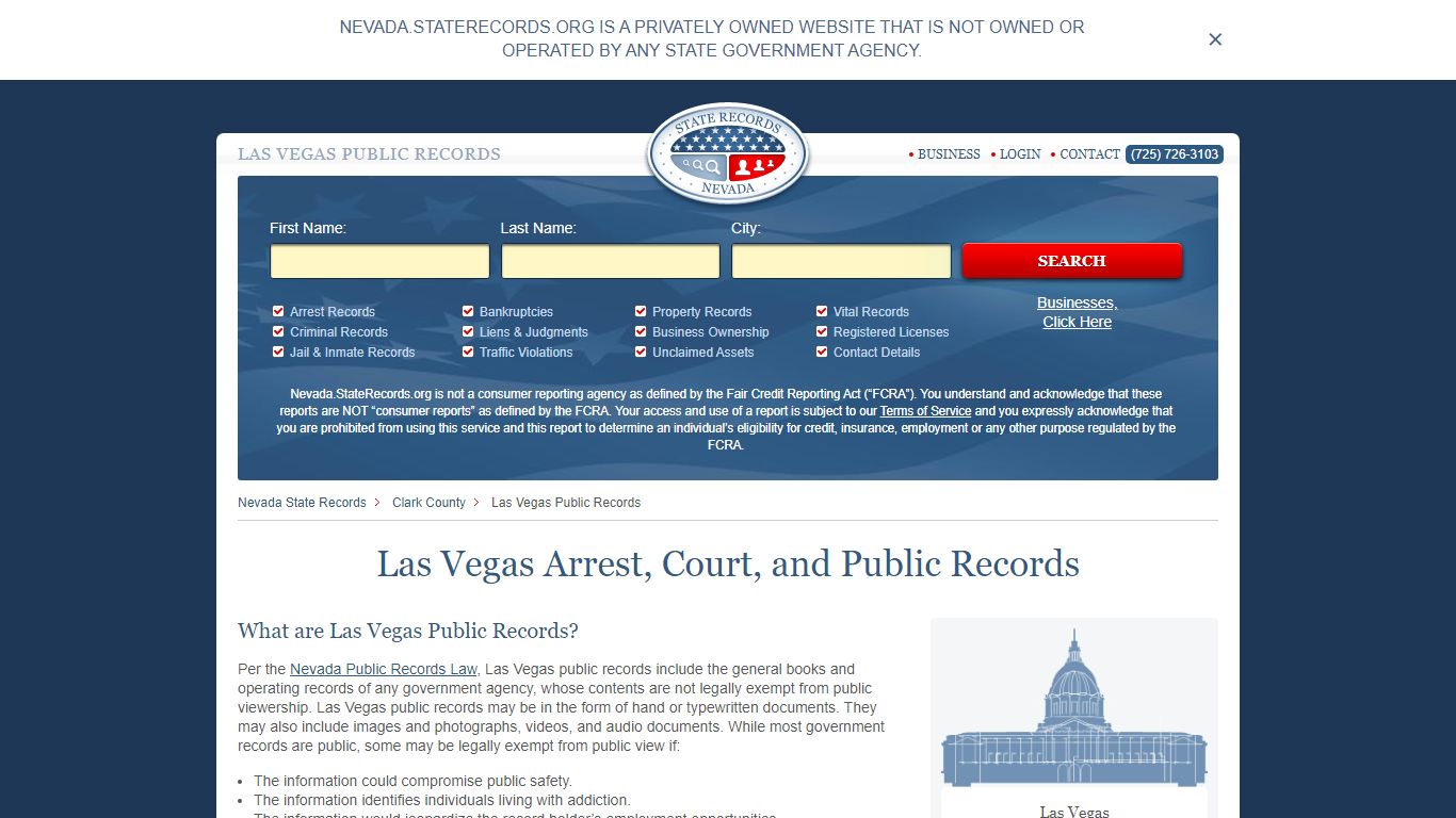 Las Vegas Arrest and Public Records | Nevada.StateRecords.org